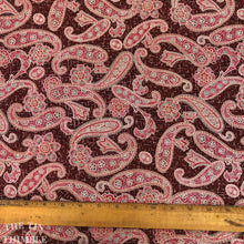 Load image into Gallery viewer, Paisley Print Cotton Fabric - Burgundy and Pink - By the Yard
