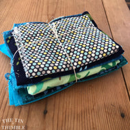 Fabric Scrap Bundle / Vintage and New Fabric Scraps / Blue and Green Fabric Destash Grab Bag / SB248