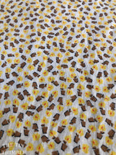 Load image into Gallery viewer, Authentic Vintage 1930s Small Print Cotton Fabric - Yellow Brown Orange White - 1 1/4 Yards
