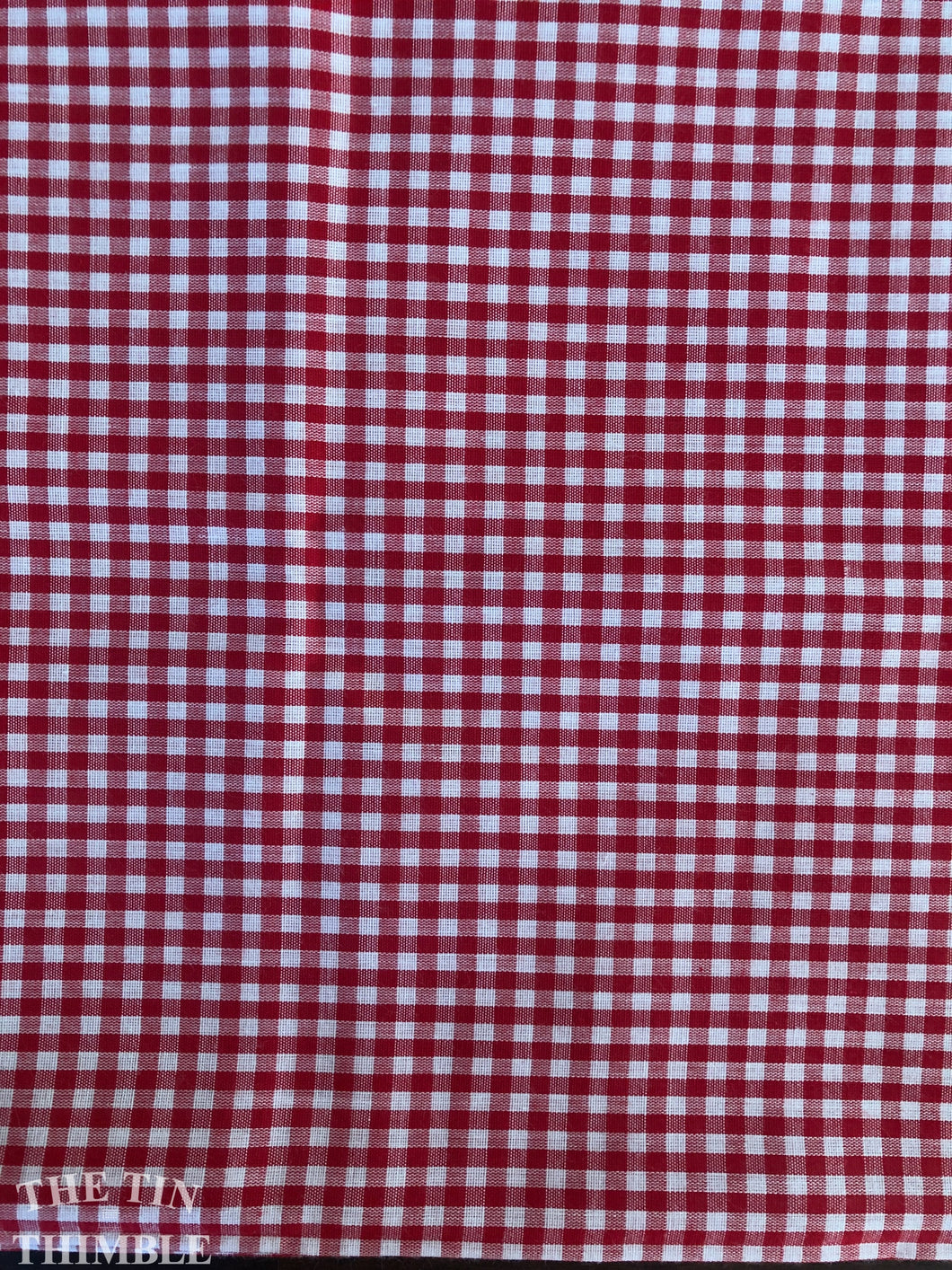 Vintage Red Cotton Gingham Fabric - 7/8 Yard - Cotton/Poly Blend