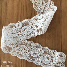 Load image into Gallery viewer, French Alencon Style Lace - 3 1/4 Inches Wide - By the Half Yard - Ivory Nylon
