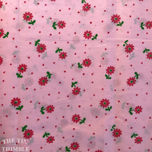 Load image into Gallery viewer, Vintage Cotton/Poly Blend Pink, Red and Green Floral Print - By the Yard
