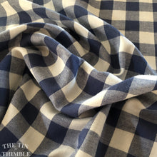 Load image into Gallery viewer, Cotton Plaid Flannel Fabric by the Yard - 100% Cotton Soft Flannel in Blue and White Gingham

