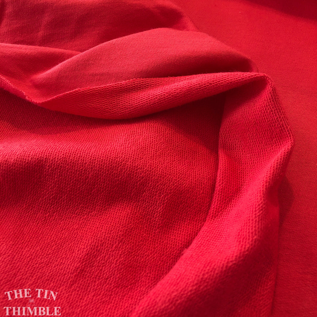 100% Cotton French Terry by the Yard - Red French Terry