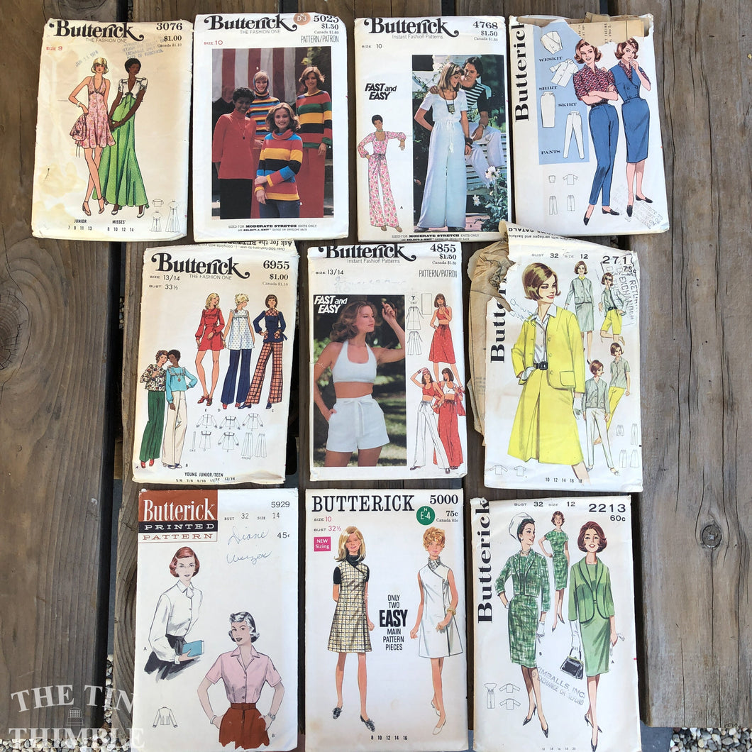 Lot of  10 Vintage Butterick Sewing Patterns - Bust 32-33 1/2