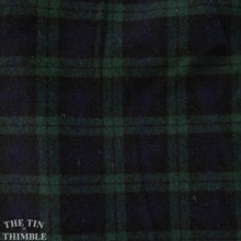 Load image into Gallery viewer, Vintage Plaid Wool - By the yard - Green and Navy Blue - 100% Wool
