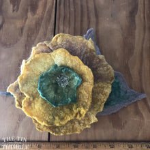 Load image into Gallery viewer, Wet Felted Flower with Hand Made Glass Detail Center - Hand Made Silk &amp; Wool Flower for Gift, Embellishment, Hair Accessory, Brooch
