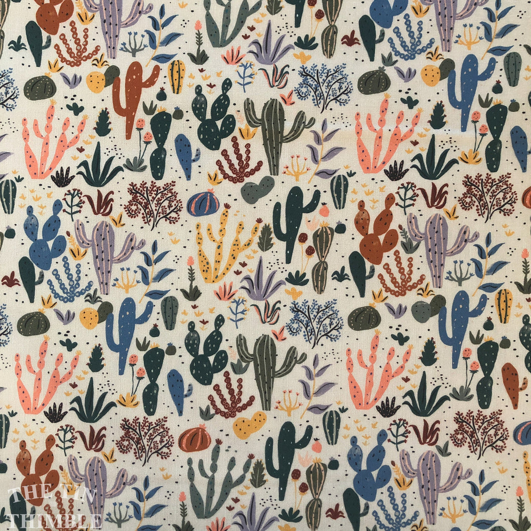 Arid Wilderness by Louise Cunningham for Cloud 9 Fabrics - Organic Cacti and Succulents Print - Quilting Cotton - 227049