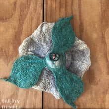 Load image into Gallery viewer, Wet Felted Flower with Hand Made Glass Detail Center - Hand Made Silk &amp; Wool Flower for Gift, Embellishment, Hair Accessory, Brooch
