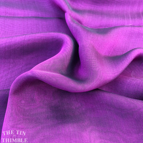 Pure Silk Chiffon Scarf with Unfinished Edges / Great for Nuno Felting / Approx. "88 x 14" / Iridescent Bright Wine