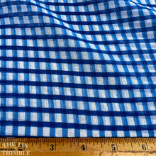 Load image into Gallery viewer, Printed Silk - Blue and White Check Printed 100% Silk Chiffon - 45&quot; Wide
