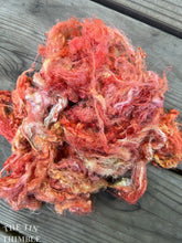 Load image into Gallery viewer, Hand Dyed Throwsters Waste Silk / 1/8 Ounce of 100% Silk Threads in the color &#39;Tropicana’

