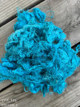 Load image into Gallery viewer, Hand Dyed Throwsters Waste Silk / 1/8 Ounce of 100% Silk Threads in the color &#39;Electric&#39;
