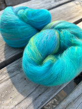 Load image into Gallery viewer, Hand Carded Batt for Felting or Spinning - Merino Blend - Hand Dyed and Commercially Dyed Fibers - Ocean
