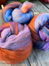 Load image into Gallery viewer, Hand Carded Batt for Felting or Spinning - Merino Blend - Hand Dyed and Commercially Dyed Fibers - Sunrise
