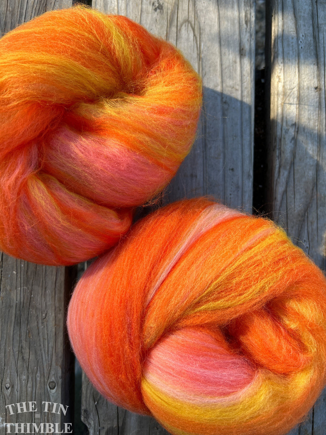 Hand Carded Batt for Felting or Spinning - Merino Blend - Hand Dyed and Commercially Dyed Fibers - Tropicana
