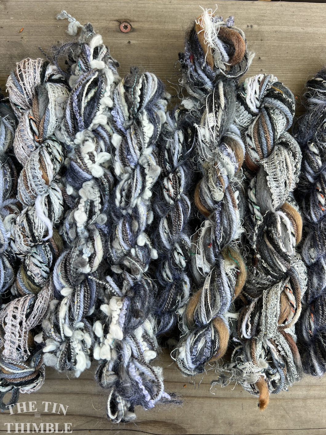 Fiber Frenzy Bundle / Mixed Bundle of Yarn in Grey / Great for Felting / Approximately 24 Yards / 8 Strands Each 3 Yards Long