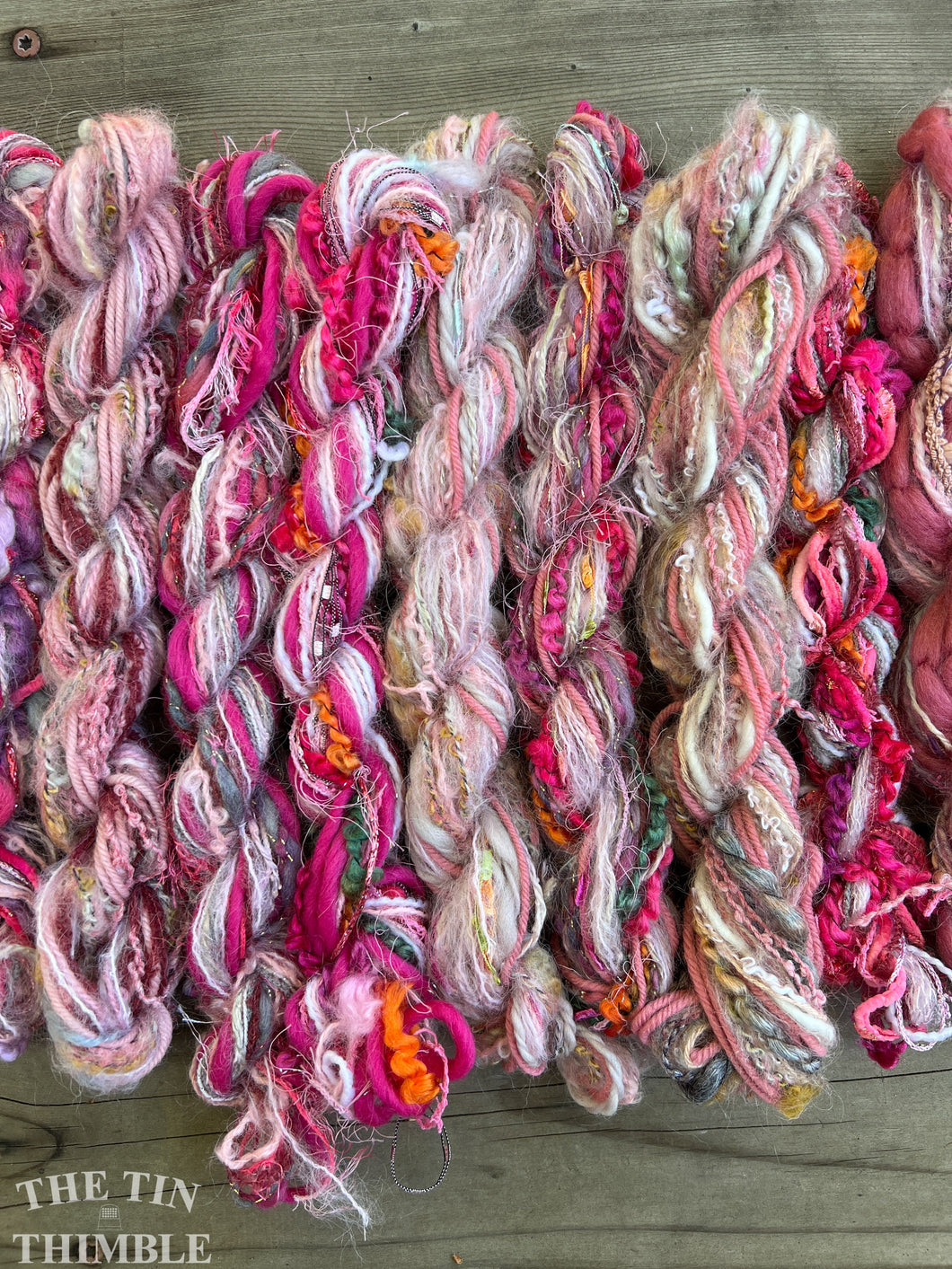 Fiber Frenzy Bundle / Mixed Bundle of Yarn in Pink / Great for Felting / Approximately 24 Yards / 8 Strands Each 3 Yards Long