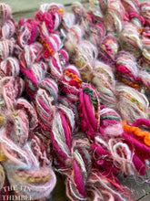 Load image into Gallery viewer, Fiber Frenzy Bundle / Mixed Bundle of Yarn in Pink / Great for Felting / Approximately 24 Yards / 8 Strands Each 3 Yards Long
