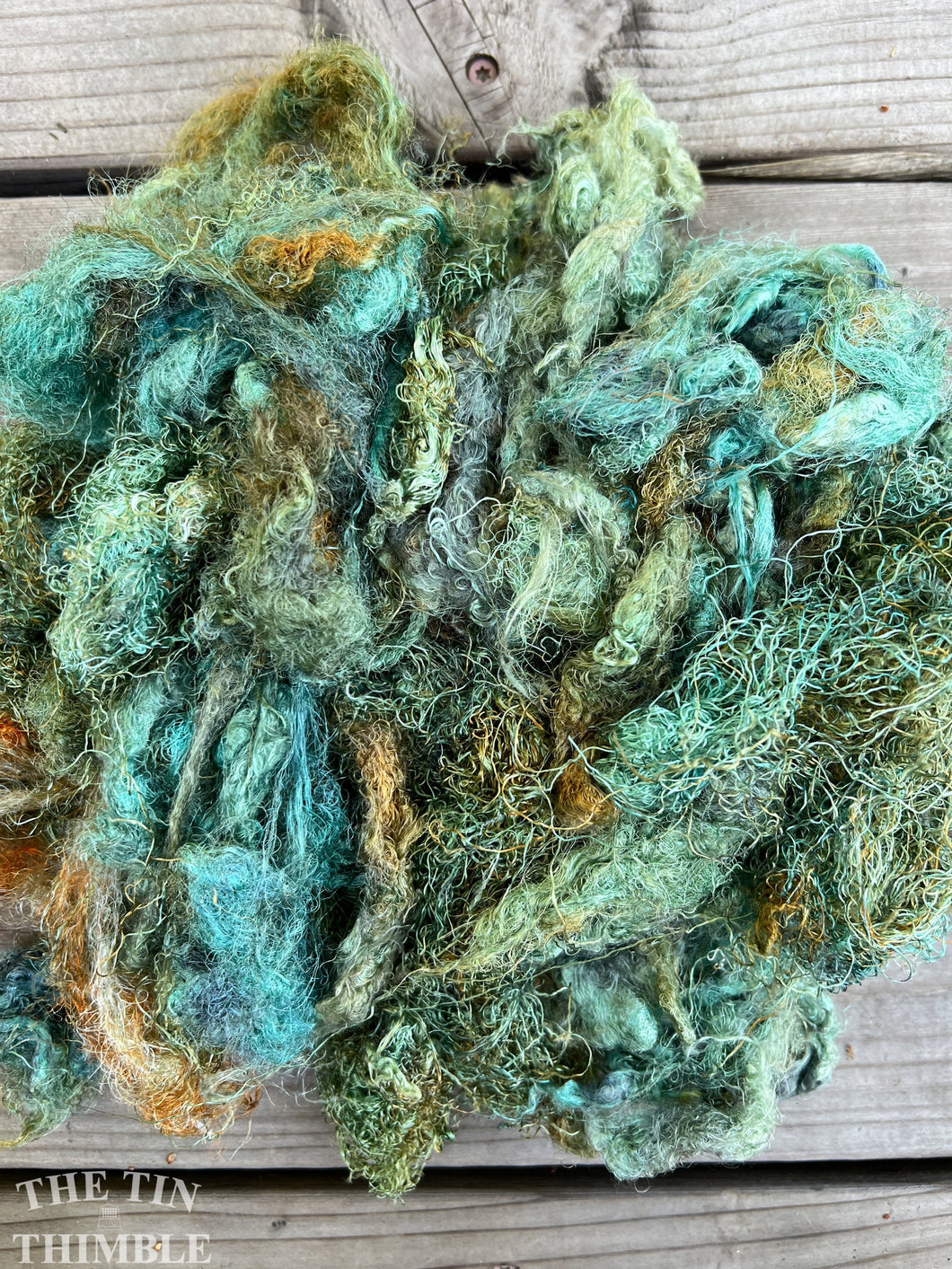 Hand Dyed Throwsters Waste Silk / 1/8 Ounce 100% Silk Threads in 'Abalone'
