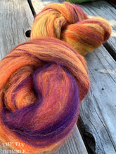 Load image into Gallery viewer, Hand Carded Batt for Felting or Spinning - Merino Blend - Hand Dyed and Commercially Dyed Fibers - Pansy

