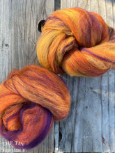 Load image into Gallery viewer, Hand Carded Batt for Felting or Spinning - Merino Blend - Hand Dyed and Commercially Dyed Fibers - Pansy
