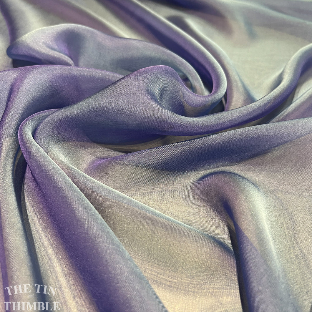Iridescent Silk Chiffon Fabric by the Yard / Great for Nuno Felting / 54" Wide / Turquoise and Royal