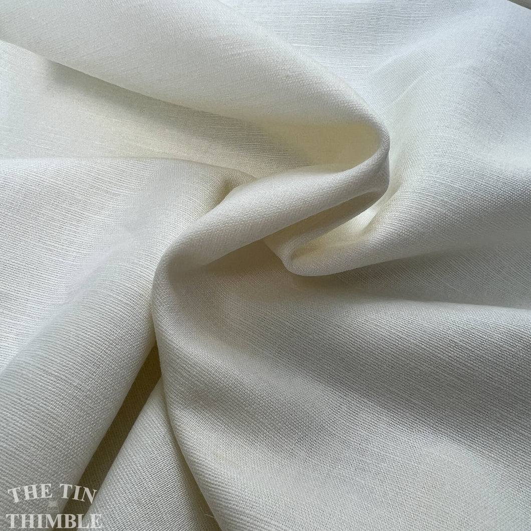 Slub 100% Linen fabric in Cream White - By the Yard - 60" Wide