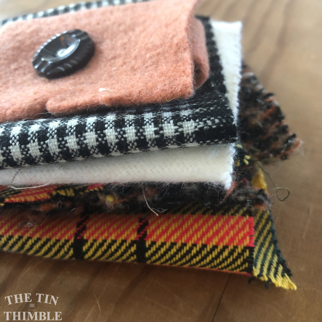 100% Wool Felt Scrap Bundle - Great for Applique and Crafts - #22