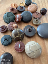Load image into Gallery viewer, 1/4 Cup of Buttons - Leather &amp; Leather Looking - Lot of Vintage Buttons
