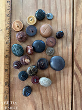 Load image into Gallery viewer, 1/4 Cup of Buttons - Leather &amp; Leather Looking - Lot of Vintage Buttons
