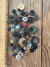 Load image into Gallery viewer, 1/4 Cup of Buttons - Brown &amp; Tan Looking - Lot of Vintage Buttons
