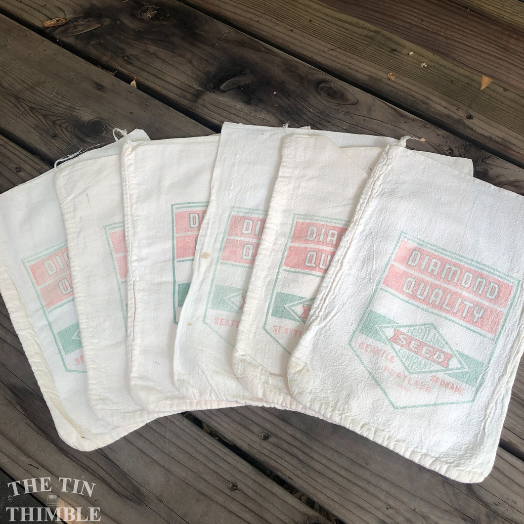 Single Vintage Flour Sack - Diamond Quality Seed Sack - Seattle, Portland, Eureka - Portland Seed Co. - 12