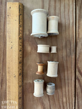 Load image into Gallery viewer, 12 Vintage and Antique Wood Thread Spools - Lot of Assorted Sizes and Brands
