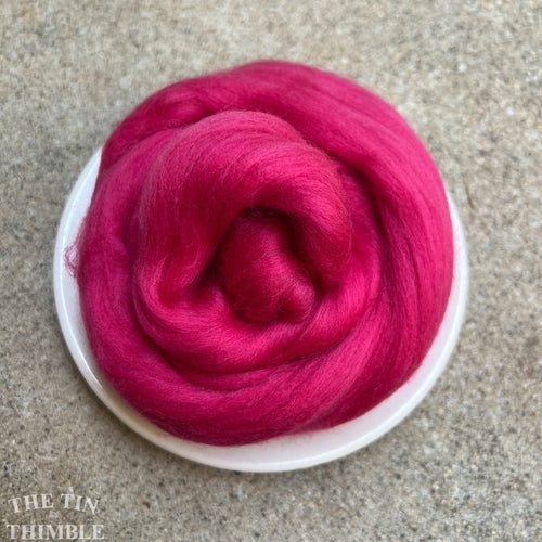 Raspberry Pink Superfine Merino Wool Roving - 1 oz - 19 Micron Roving for Felting, Weaving, Arm Knitting, Spinning and More