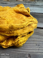Load image into Gallery viewer, Silk Mulberry Hankies for Spinning or Felting in Saffron Yellow / 3 Grams / 100% Silk Hankies
