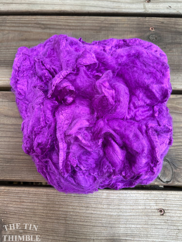 Silk Mulberry Hankies for Spinning or Felting in Theater Purple / 3 Grams / 100% Silk Hankies