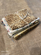 Fabric Scrap Bundle / Vintage and New Fabric Scraps / Off White and Brown Fabric Destash Grab Bag / CSB272