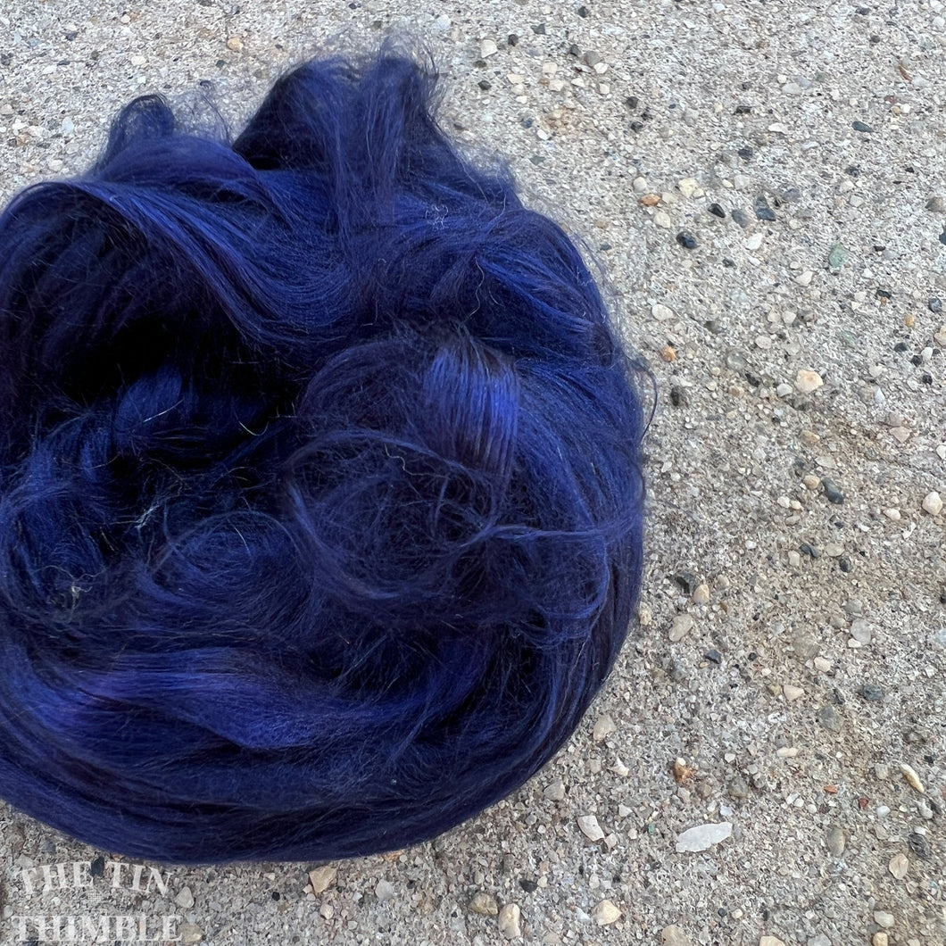 Cultivated Bombyx (Mulberry) Silk Fiber for Spinning or Felting in Navy - 3.5 Grams or More
