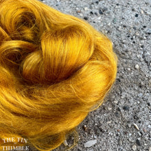 Load image into Gallery viewer, Cultivated Bombyx (Mulberry) Silk Fiber for Spinning or Felting in Saffron - 3.5 Grams or More
