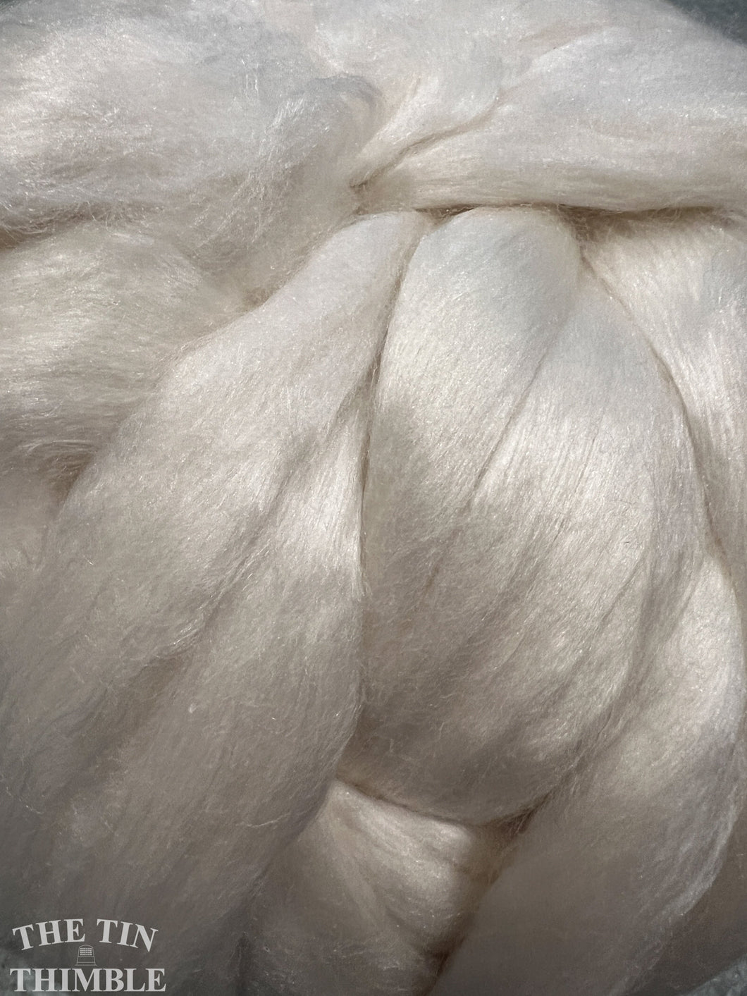 Bombyx Silk and Merino 50/50 Blend Roving for Spinning or Felting - Natural Ecru Fiber with Lovely Sheen