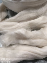 Load image into Gallery viewer, Merino Wool and Tencel 50/50 Blend Roving for Spinning or Felting - Natural Ecru Fiber
