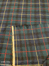 Load image into Gallery viewer, Dark Green Vintage Plaid Wool - By the yard - Green, Navy Blue, Red and Yellow - 100% Wool
