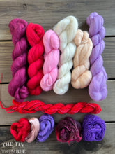Load image into Gallery viewer, Merino Wool Roving Pack - Valentines Day - Six Colors, 1 Ounce Each - Wool for Wet and Needle Felting with or without Embellishments
