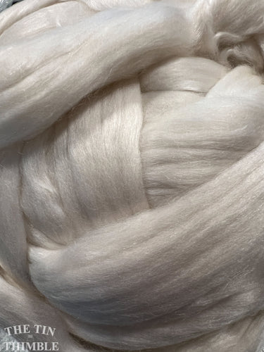 Merino Wool and Tencel 50/50 Blend Roving for Spinning or Felting - Natural Ecru Fiber