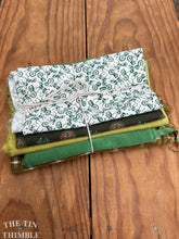 Load image into Gallery viewer, Fabric Scrap Bundle / Vintage and New Fabric Scraps / Green Fabric Destash Grab Bag / SB292
