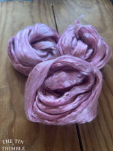 Load image into Gallery viewer, Hand Dyed Cultivated Bombyx Silk Fiber for Spinning or Felting in Antique Pink - Shiny Hand Dyed Silk Top

