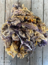 Load image into Gallery viewer, Hand Dyed Throwsters Waste Silk / 1/8 Ounce 100% Silk Threads in &#39;Pansy&#39;

