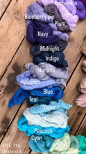Load image into Gallery viewer, Midnight Dark Blue Merino Wool Roving - 21.5 micron -1 oz - For Nuno Felting, Wet Felting, Weaving, Spinning and More
