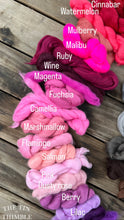 Load image into Gallery viewer, Wine Merino Wool Roving - 21.5 micron -1 oz - For Nuno Felting, Wet Felting, Weaving, Spinning and More

